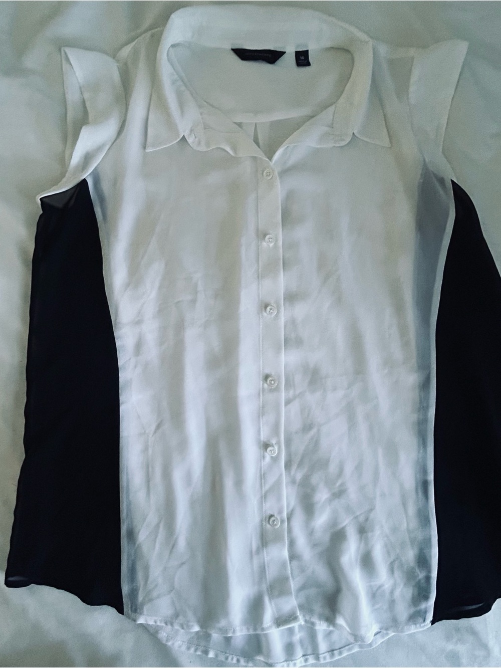 Investments White Blouse with Black Side Panel Detail